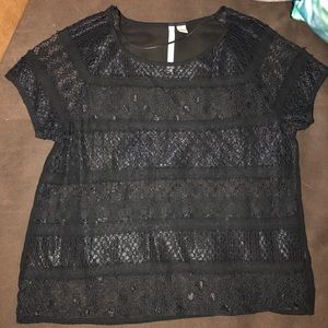 Black mesh top